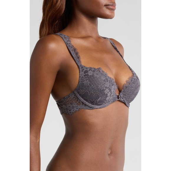 ETAM NWT POETIQUE METALLIC GREY UNDERWIRE PLUNGE PUSH-UP BRA. SIZE 36B - Picture 2 of 11